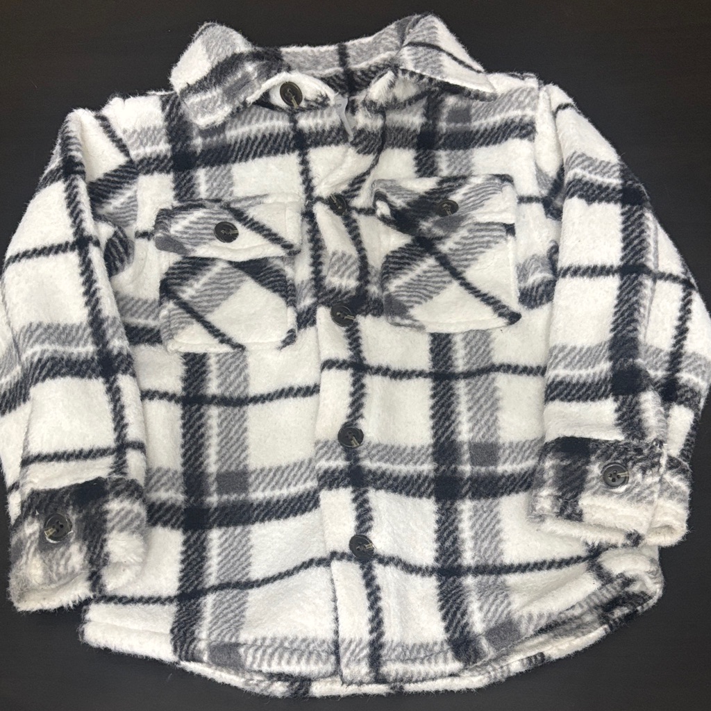 Kids Plaid Button-Up Shirt - Black And White